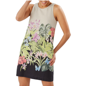Tommy Bahama Sleeveless Shift Dress Linen Tropical Floral XS New